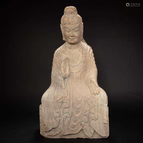 CHINESE GRANITE STONE BUDDHA STATUES OF THE NORTHERN WEI DYN...