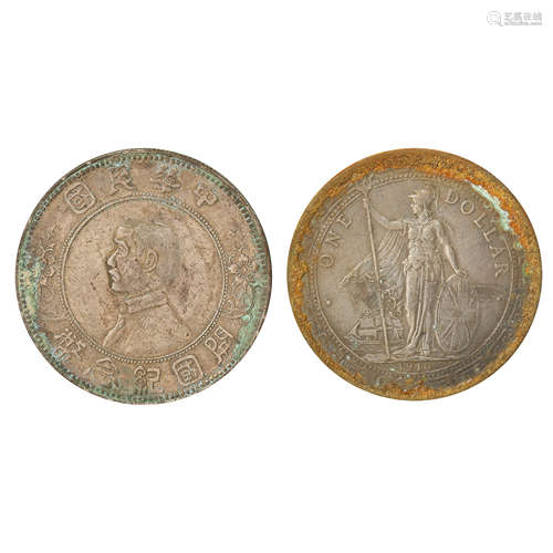 A PAIR OF CHINESE SILVER DOLLARS