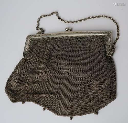 Abendhandtasche,wohl Messing versilbert,um 1920