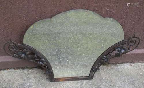 Art Nouveau wall mirror with faceted glass,wrought iron fram...