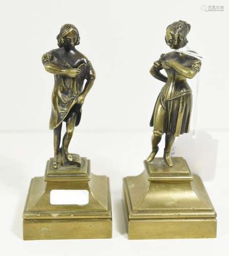 Pair of statuettes,bronze,height ca.14cm,19th century,togeth...