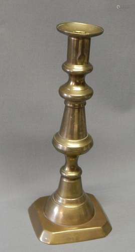 Single brass candlestick,19th century,slightly dented,height...