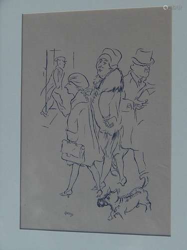 George Grosz (1893-1959) , "Passers-by", lithograp...