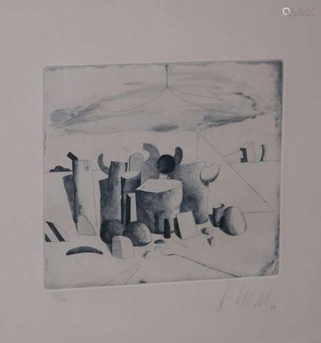 Karl Korab (*1937) "Composition",etching,signed,nu...