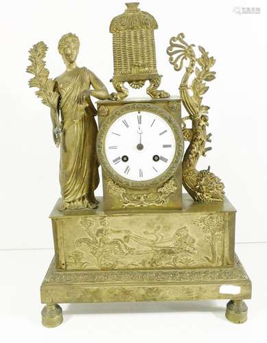 Empire mantel clock,elaborately designed brass case with ful...