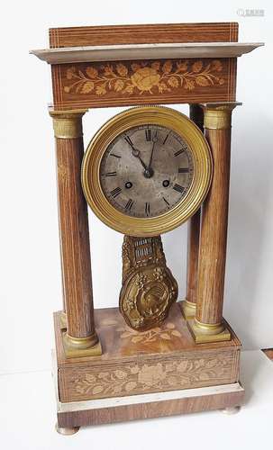 Splendid column chimney clock with fire-gilded cuffs,inlaid ...