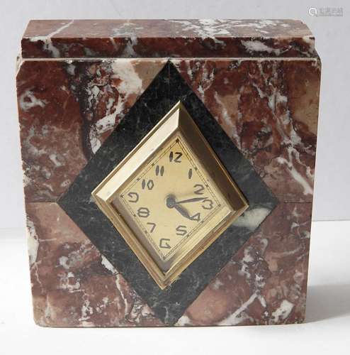 ArtDeco table clock without chime,marble,slightly scuffed,ca...