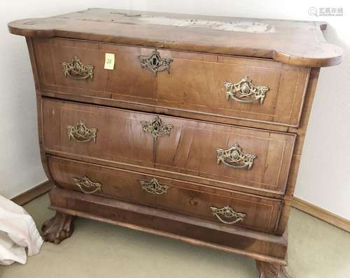 3-bay chest of drawers,mahogany,surface veneer damaged,decor...