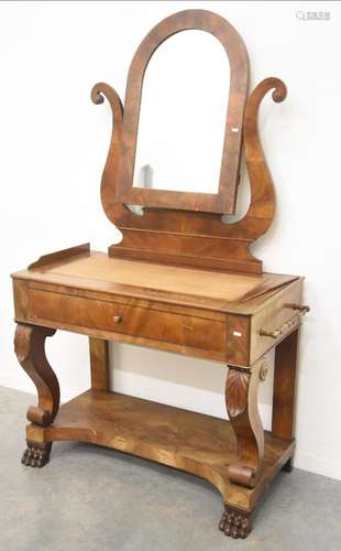 Washstand with lyre mirror, mahogany funiert,unrestored, dim...