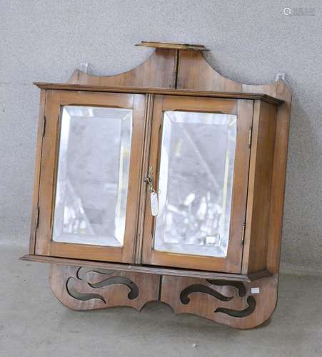 2-door art nouveau wall cabinet with faceted mirror glass, m...