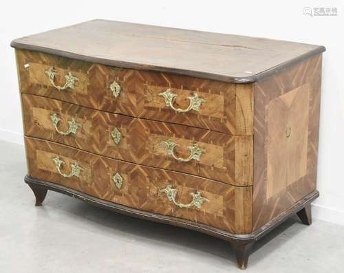 3-storey baroque chest of drawers with fire-gilded brass han...