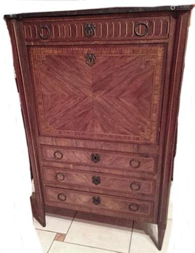 Louis XVI folding secretary with 3 drawers,fine inlay,around...