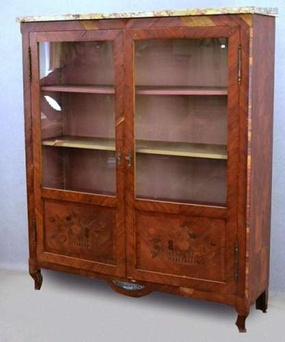 2-door showcase,funiert with various woods,with rosé marble ...