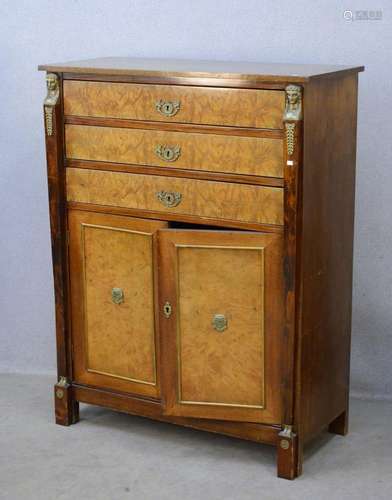 3-bay chest of drawers with double doors,in the style of the...