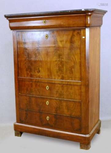 4-chamber folding secretary with gray marble top, mahogany,a...