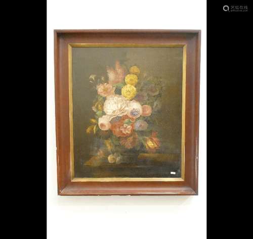 Flower still life,oil on canvas,mounted,crackled,ca.74x60cm,...