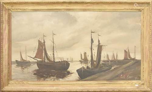 Emile Lammers (1914-1990) "Harbor with fishing boats&qu...