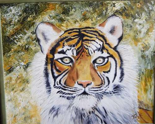 Andrea Kurjat "Tiger head",oil on canvas,signed,in...