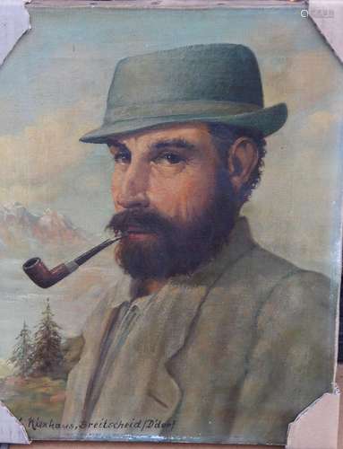 W.Nierhaus "Hunter portrait with pipe",oil on canv...