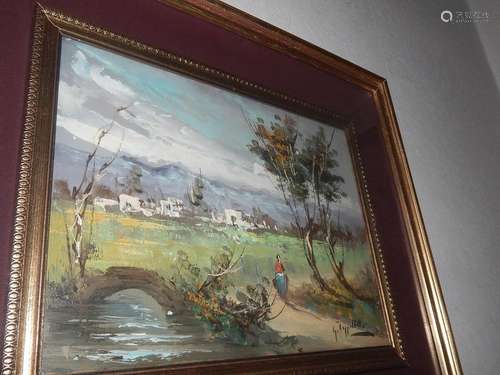 G. Cappalletti "Romantic, Italian landscape with figure...