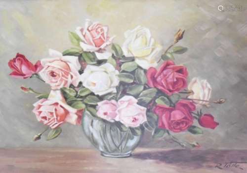 R.Tolle "Rose still life",oil on hardboard,signed,...