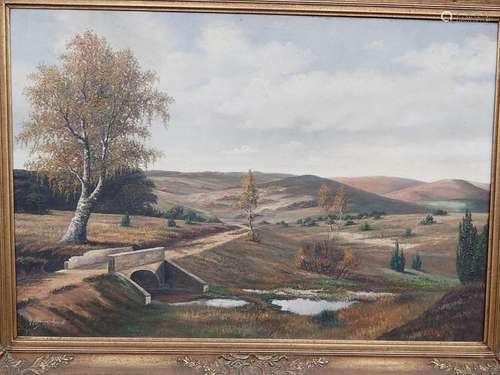 H.Pfennigschmidt (XX) "Heath Landscape",oil on can...