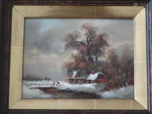 Jan van Hessel (1894-?) "Winter landscape with figures&...