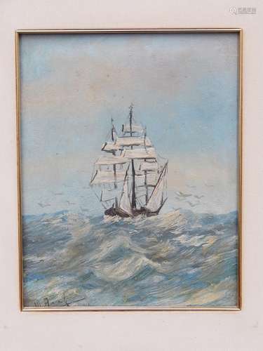 "Sailing boat",oil on hardboard,illegibly signed,c...