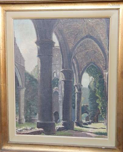 "Monastery Ruins",oil on canvas,inscribed on the b...