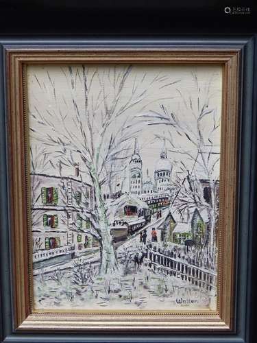 "Paris view on Montmatre",oil on wood,signed Walte...