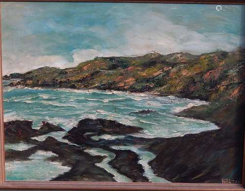 "Coastal Landscape",oil on canvas,illegibly signed...