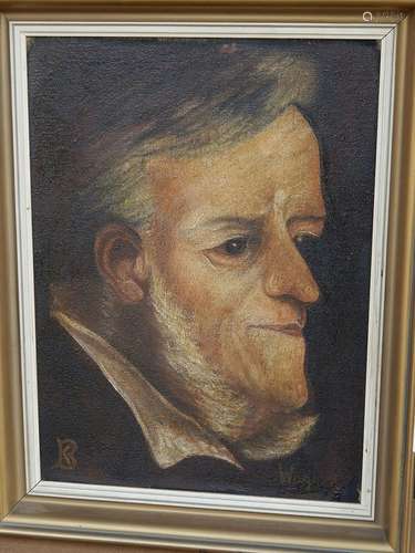 Portrait Richard Wagner,oil on canvas,monogrammed KB,ca.40x3...