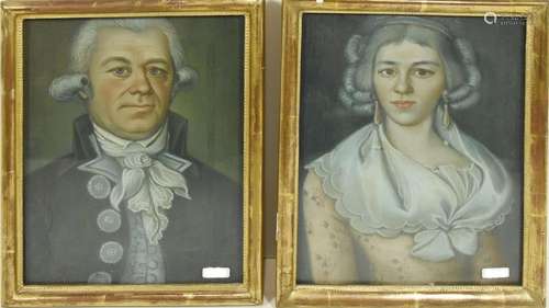 Ladies and men portrait,pastel,18th/19th century,ca.29x11cm,...