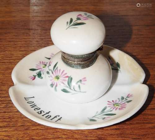 Ink set,porcelain,floral decorated,probably restored,England...