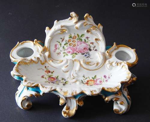 Ink set,porcelain,floral decorated,bottom marked MD,Napoleon...