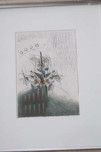 Georg Dussau(1947) "Composition",Original etching,...