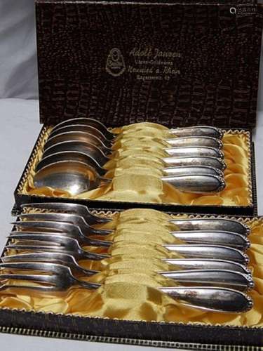 Set of 6 coffee spoons and 6 cake forks, Fa.Bruckmann,90s ed...