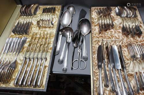 Cutlery with serving set for 6 persons complete,silver plate...