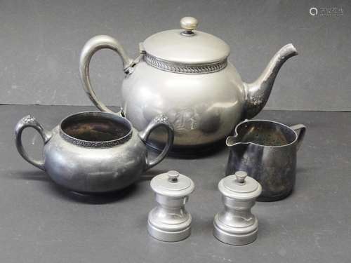 4-piece tea set,silver plated,partly marked Nov.19th 1919