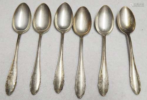 Set of 6 coffee spoons,silver plated,together