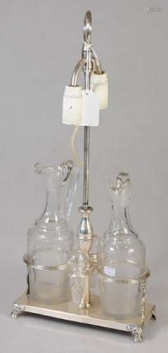 Menagerie with 2 glass carafes(slightly damaged),silver plat...