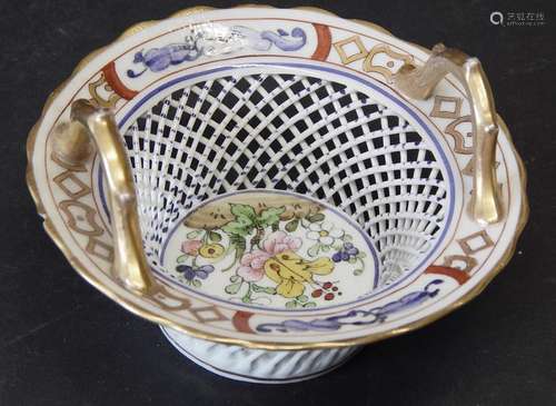 Small handle bowl,hemlock porcelain,floral painted,durhcbroc...