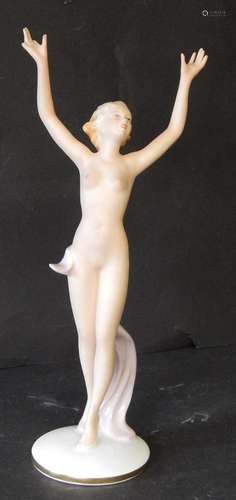 "Standing female nude",figurative porcelain Tettau...