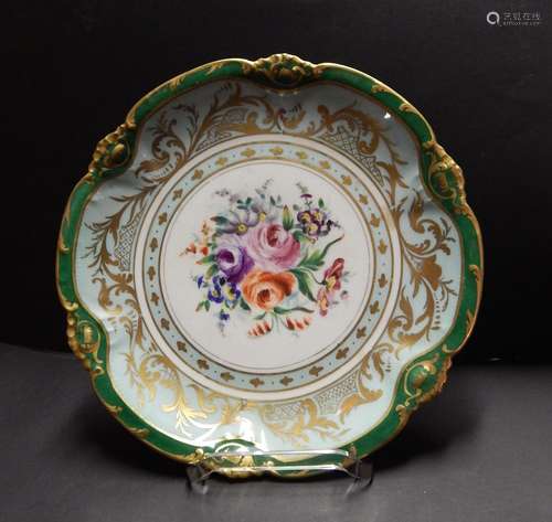 Pastry plate,floral decorated and richly painted in gold,ins...