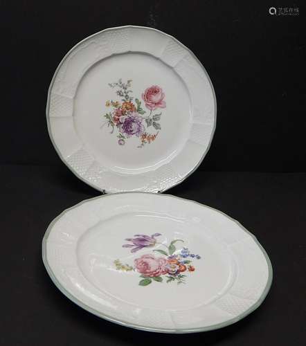 2 wall plate,Fürstenberg porcelain,folral decorated,diameter...