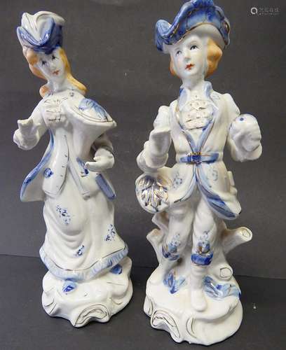 Elegant pair,figural porcelain,unmarked,height ca.26,5cm,tog...