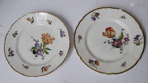 Convolute 2 flat cake plate,floral decorated,Bing & Groe...