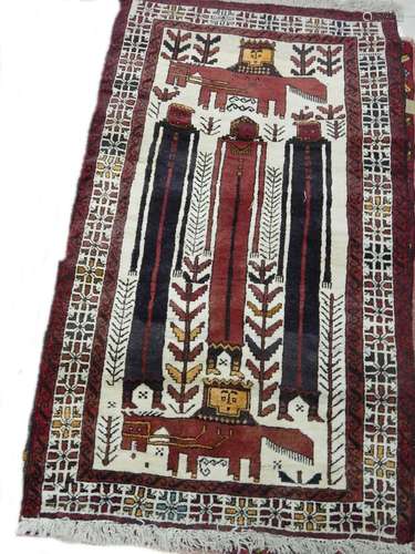 Bridge,Baluch,wool on cotton,ca.30-50 years old,ca.163x100cm