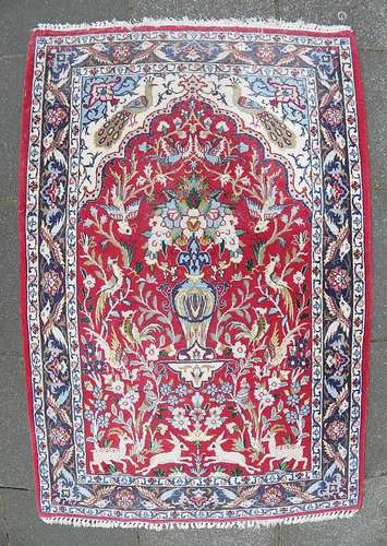 Small runner with floral and figural motifs,wool on cotton,p...