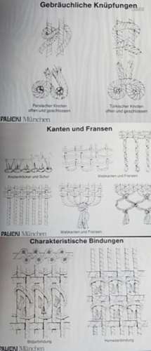 3 depictions "carpet knots",prints, framed behind ...